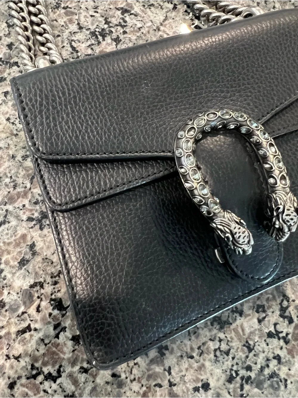 Gucci Dionysus Small Black Pebbled Shoulder Bag